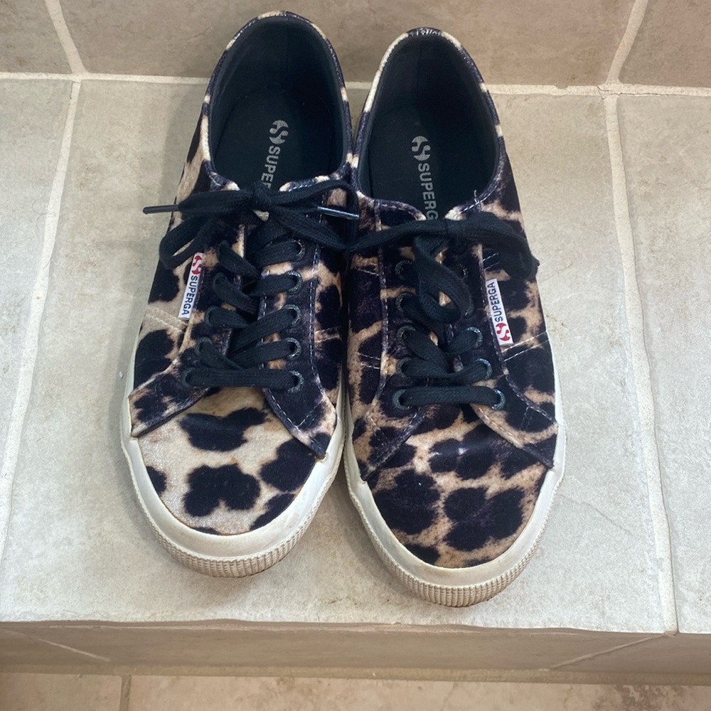 Superga animal print velvet shoes